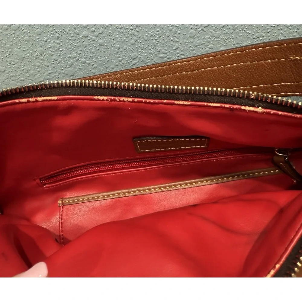 Dooney & Bourke Sophie Large Hobo Bag Brown/Black Pebble Leather Shoulder Purse